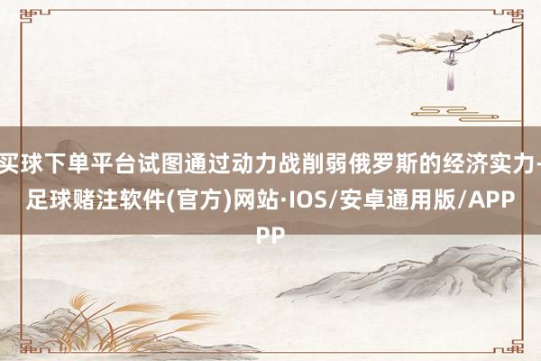 买球下单平台试图通过动力战削弱俄罗斯的经济实力-足球赌注软件(官方)网站·IOS/安卓通用版/APP